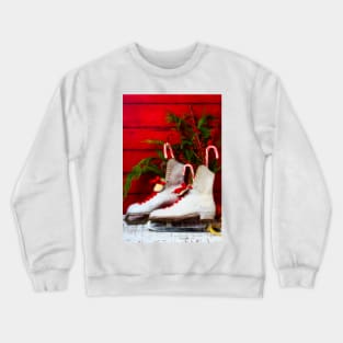 Vintage Womens Ice Skates And Candy Canes Crewneck Sweatshirt